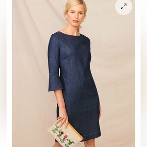 Talbots Flounce Sleeve Denim Shift Dress! Size 10